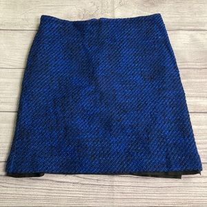 Loft Petite Blue and Black Tweed Mini Skirt